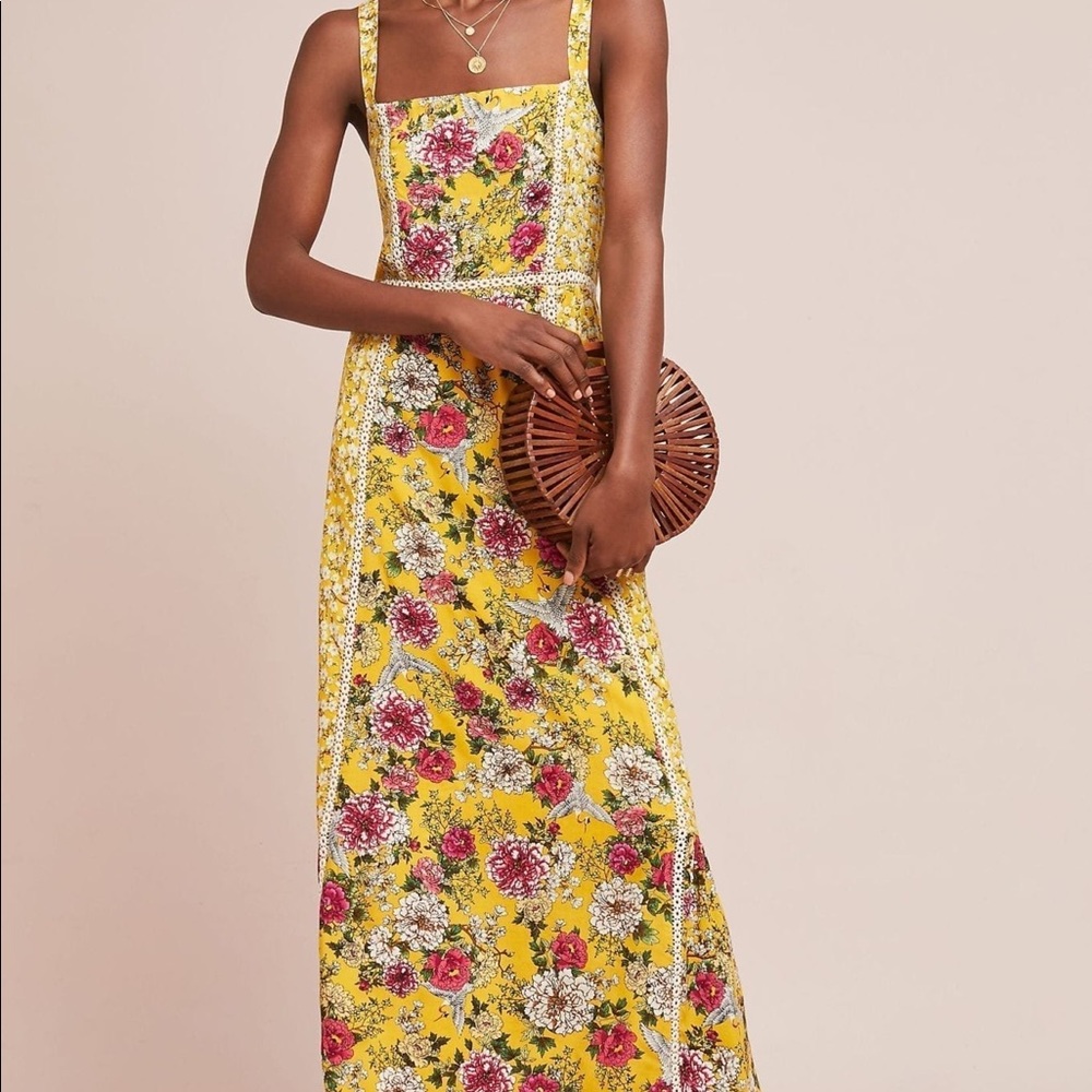 FARM Rio for Anthropologie Cantonal Yellow Maxi Dress